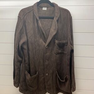 CP Shades Brown Cotton Rayon Textured Knit Unstructured Blazer Jacket Mens L